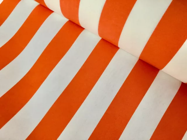 Orange & Blanc Rayure Dralon Extérieur Teflon Tapisserie Rideau Tissu 320cm