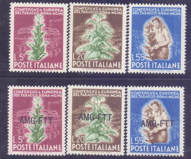 4/10.Italy, 1950 Sc.544-546,Trieste Sc. 85-87 Tobacco,Mnh
