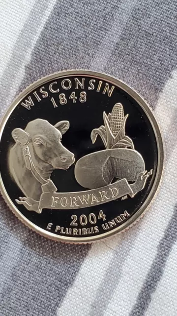 2004 S Wisconsin State Quarter PROOF - Great Shine & Contrast US 25 Cent Piece