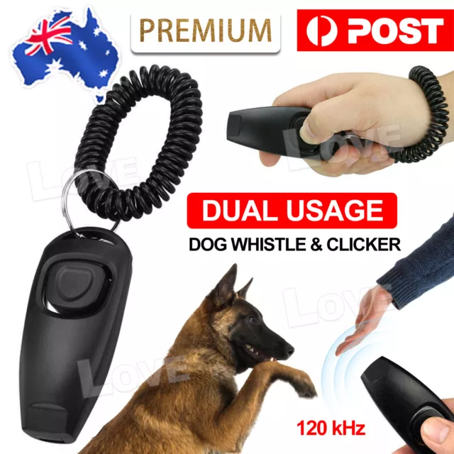 Dog Training Whistle Clicker Combo to Stop Pet Barking Obedience Train Skills