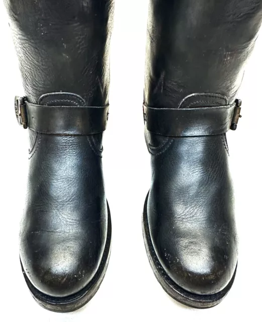 WOMENS FRYE VERONICA Tall Black Leather Strap Buckle Slouch Boots Size ...