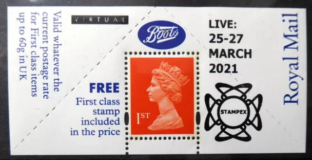 GB Machin Boots Label Royal Mail STAMPEX March 2021 "SALE TIME" U/M DW344