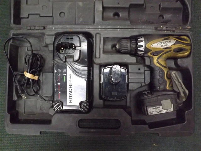 Hitachi DS 14DFL Drill, UC18 YGL Charger, 2 Batteries, Case FOR PARTS ONLY