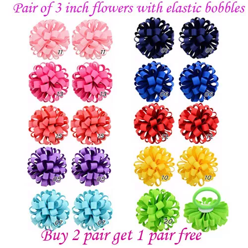 Girls Corker Korker elastic bobbles Bow School Baby lot Hair flower kids Pair