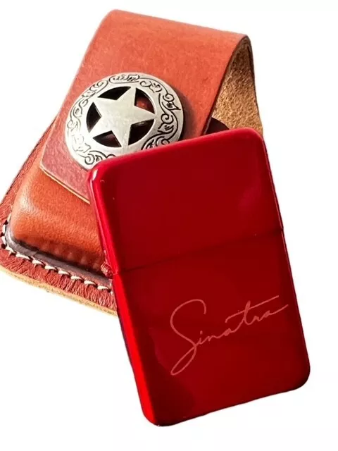 Frank Sinatra Signed Lighter in Genuine Leather Case Personalised Free engraved