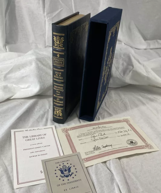 PRESIDENT GEORGE BUSH Signed EASTON PRESS Speaking of Freedom LIMITED EDITION