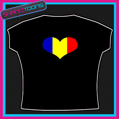 I Love Heart Romania Flag Emblem Cool Tshirt Design