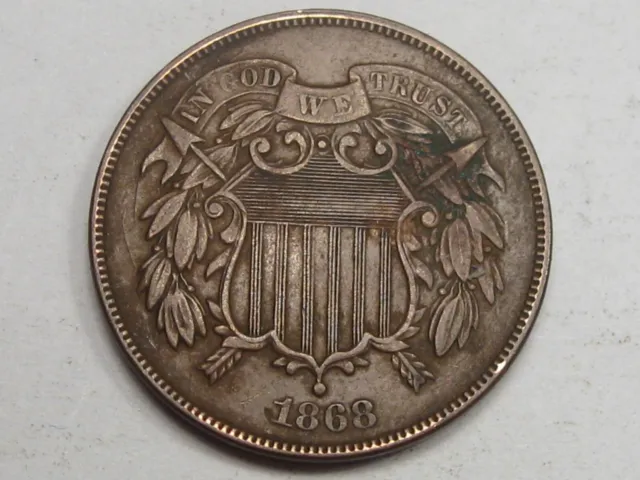 VF 1868 2¢ Two Cent Piece w/ "WE".  #27