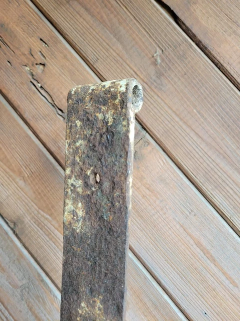 19c Antique Hand Wrought Forged Iron Barn Door Strap Hinges 31" 6