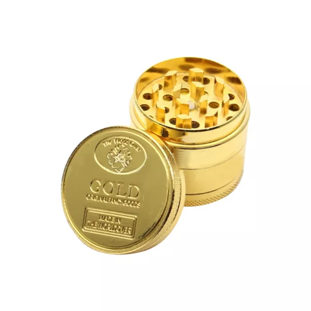 GOLD Tobacco Herb Spice Grinder Smoke Metal Zinc Alloy Crusher 4-Layer 40mm US