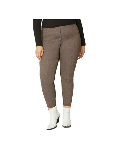 SANCTUARY Womens Brown Houndstooth Cropped Leggings Plus 2X