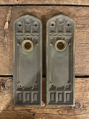 PAIR Antique/Vintage Entry Door Back Plates, Backplates, Gothic, Arts & Crafts