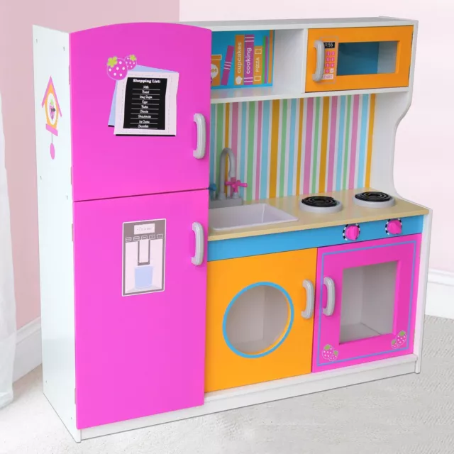 Big Wooden Kitchen With Fridge New Girls Role-Play Toy 2