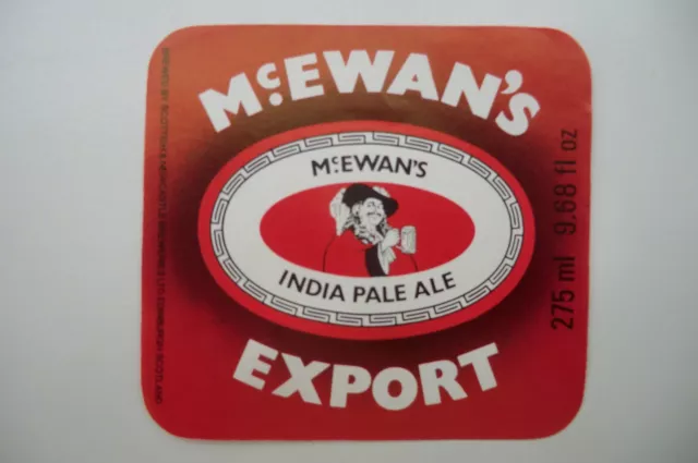 McEWANS  EXPORT INDIA PALE ALE 9.68 fl oz BREWERY BEER BOTTLE LABEL