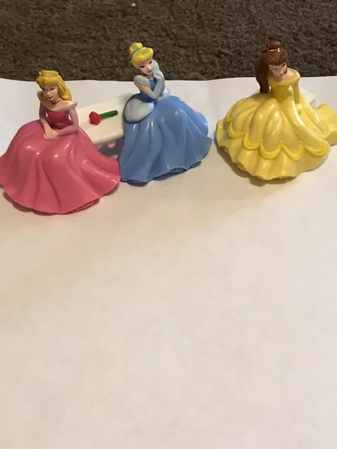 Disney Princess PVC Figures Cake Top Aurora Cinderella Belle Figures sitting ben