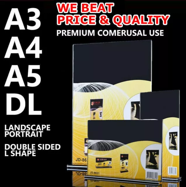 Double Side Retail Sign Holder Display Stands Poster Frame Acrylic A3 A4 A5 DL