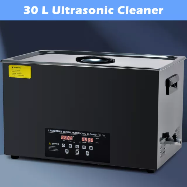 CREWORKS 30L Digital Ultrasonic Cleaner with Degas & Gentle Mode 1200W Heater