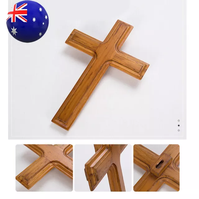 Wooden Cross Rustic Wall Mounted Solid Wood Prayer Holy Home Decorate New