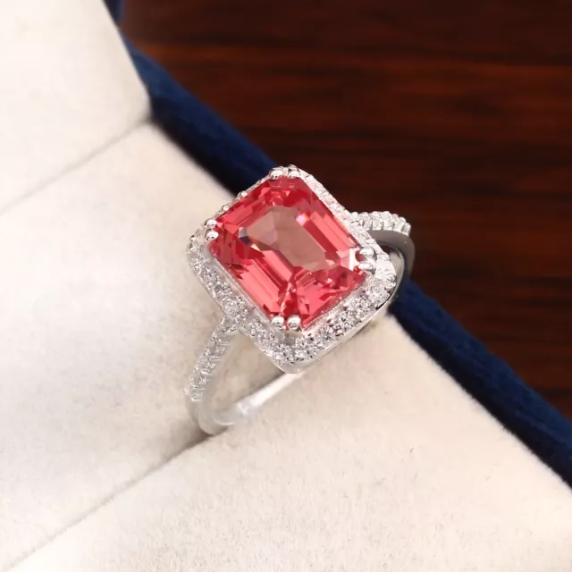 A+ Natural Ceylon Padparadscha Sapphire 925 Silver Handmade Ring Birthday Gifts