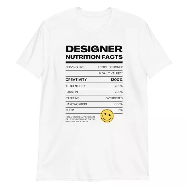 Designer Nutrition Facts Creativity Caffeine Passion Womens Mens Unisex T Shirt