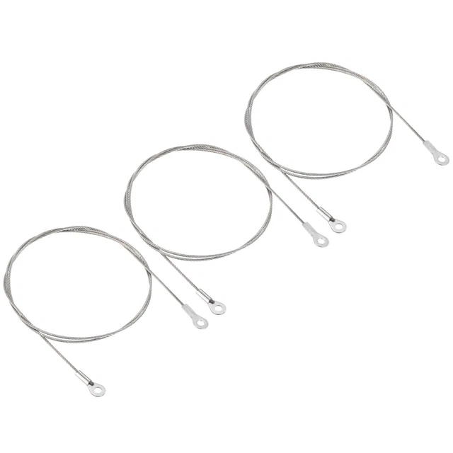 3Pcs 1.5mmx80cm Steel Security Cable 4mm ID Eyelets Ended Safety Wire Rope