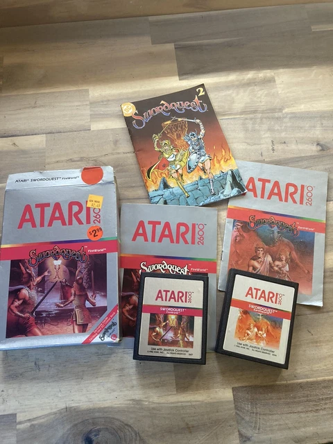 Atari 2600 Swordquest Earthworld Fireworld Lot Box Manuals Comic -Untested
