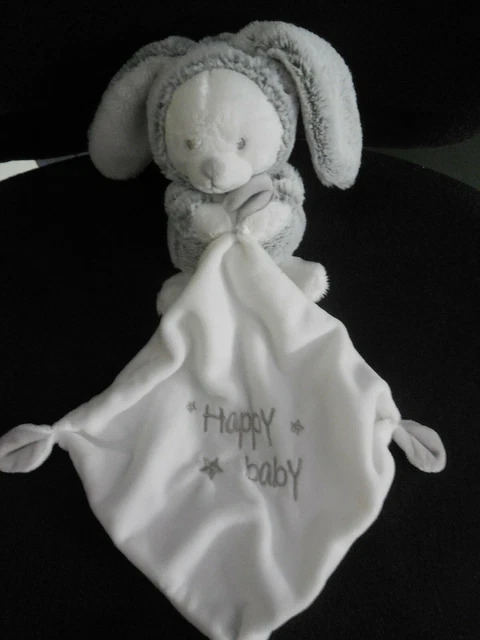 doudou mouchoir ours déguisé lapin Happy Baby blanc gris chiné ORCHESTRA 3 dispo