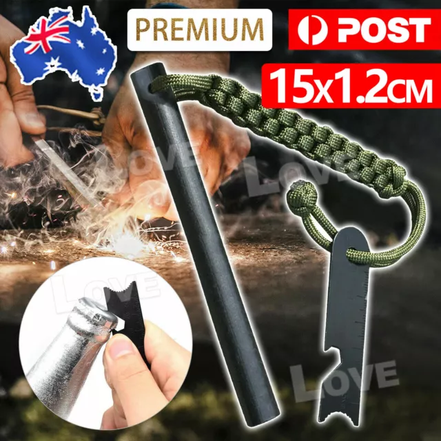 Ferrocerium Flint Rod 15cm x 1.2cm Survival Fire Starter with Striker Para-cord