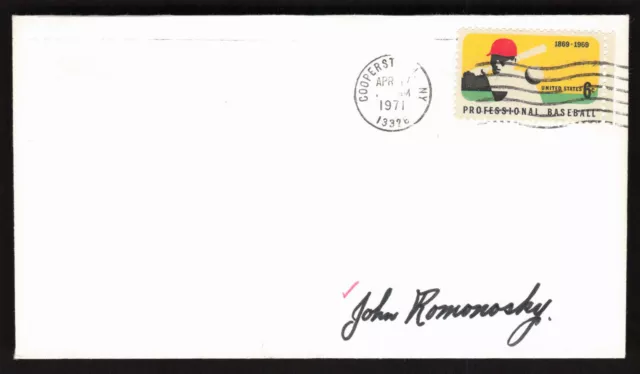 John Romonosky Signed Envelope Baseball Stamp Cachet Washington Senators Auto