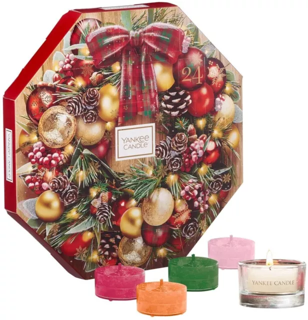 Yankee Candle Advent Calendar Christmas Gift Set 24 Scented Tea Lights & Holder