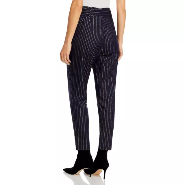 AQUA Tie Waist Metalllic Pinstripe Pants TR 1672 2