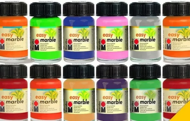 Marabu Easy Marble Effects Paint Glass Wood & more 15ml Jars