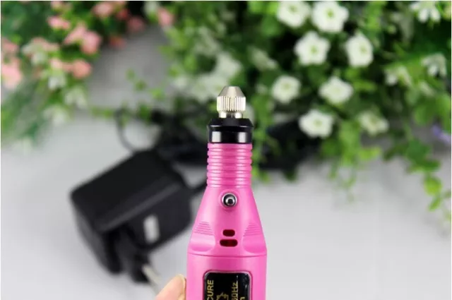 Electric Nail File Drill Variable Speed Rotary Detail Carver Deep Pink Pen-Shape 2