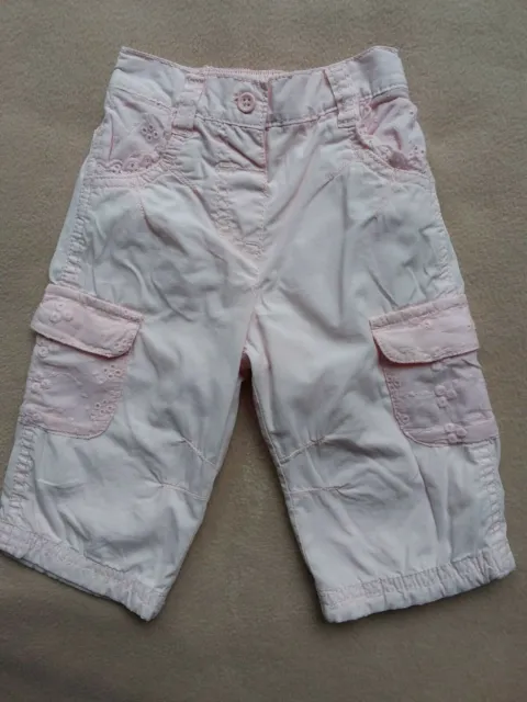 Baby Girls - Pale Pink Fuly Lined Cotton Trousers - Age 3-6 Months