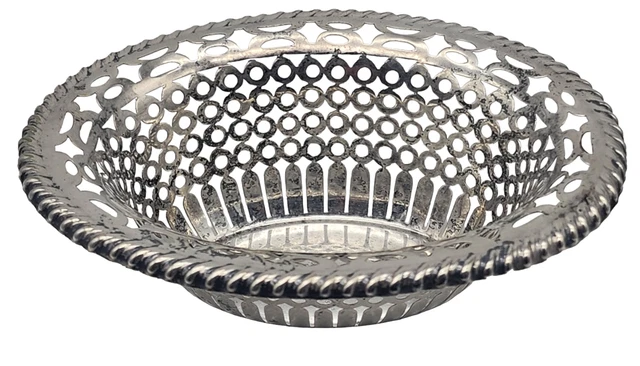 VINTAGE English Silver Plate Pierced Oval Bowl ~ NO MONOGRAM ~