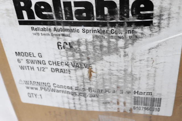Reliable Grooved Swing Check Valve w/ 1/2" Drain Black 6" 6CK