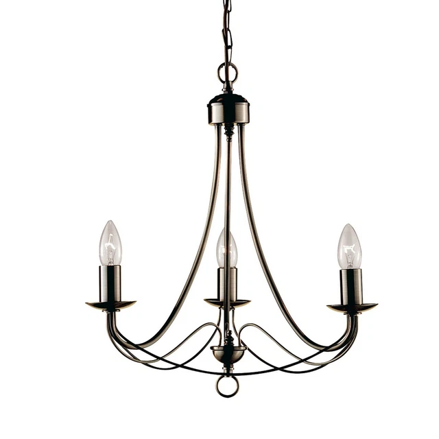 3 Lights Antique Brass Ceiling Fitting Pendant Light with Candle Style Holders