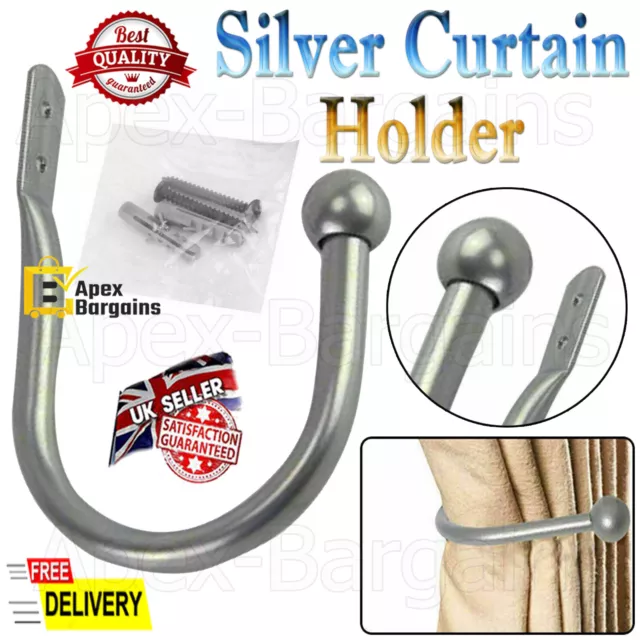 Window Curtain Hold Backs Tie Back Hooks Metal U Shape Holdback Arm Loop Holder