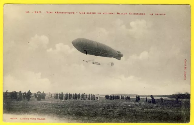 cpa 64 - PAU PARC AÉROSTATIQUE Une sortie du nouveau BALLON DIRIGEABLE "ESPANA"