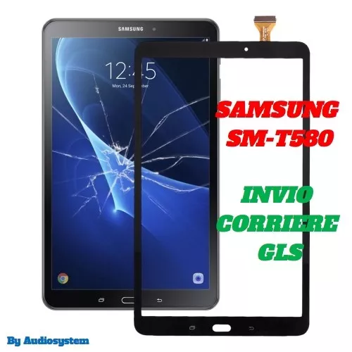 VETRO +TOUCH SCREEN per SAMSUNG GALAXY TAB A 10,1" SM-T580 WIFI NERO X DISPLAY