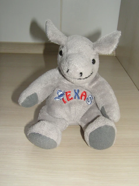 Plüschtier kleines Kuscheltier grau Texas Kinderspielzeug Wildtier Tiere Werbung
