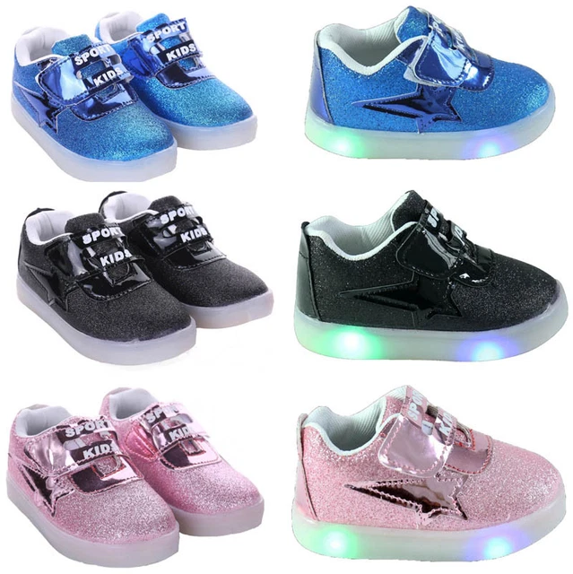 Toddler Kids Boys Girls Light Up LED Flashing Trainers Sneakers Running Shoes UK