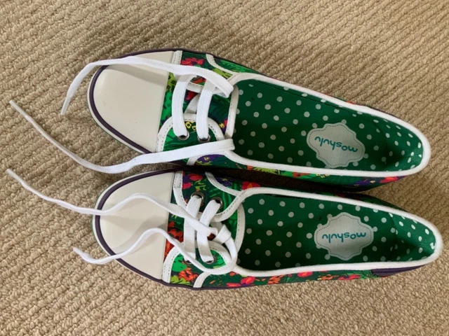 LADIES MOSHULU FLORAL key lime ballet pumps, size 36 brand new