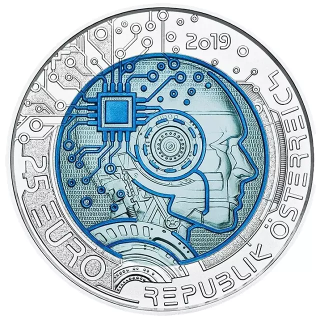 Österreich 25 Euro 2019 " Künstliche Intelligenz "Silber Niob hgh.