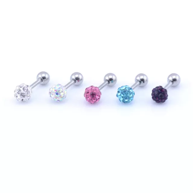 Cartilage Barre Tragus Hélix Piercing Oreille Clou Shamballa Pierre Précieuse