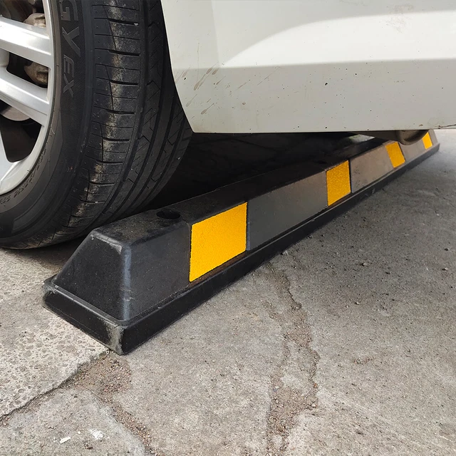 72"L Rubber Parking Stop Reflective Tape Car Wheel Stopper