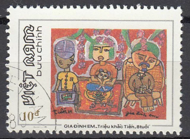 Vietnam Viet Nam Briefmarke gestempelt Familie Zeichnung Animation  / 377