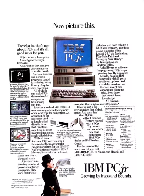 Computer 1984 Print Ad IBM PC Jr Growing by Leaps and Bounds 8x11