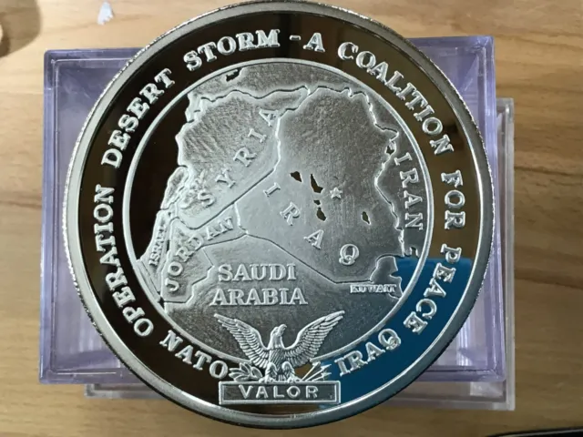 1991 Operation Desert Storm 14.6 Troy Oz .999 Fine Proof Silver Art Medal  E0406