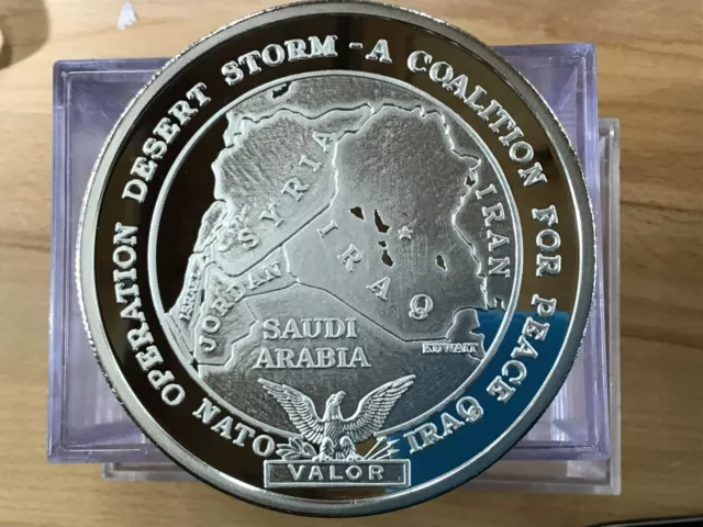 1991 Operation Desert Storm 14.6 Troy Oz .999 Fine Proof Silver Art Medal E0406 1991 Operation Desert Storm 14.6 Troy Oz .999 Fine Proof Silver Art Medal E0406